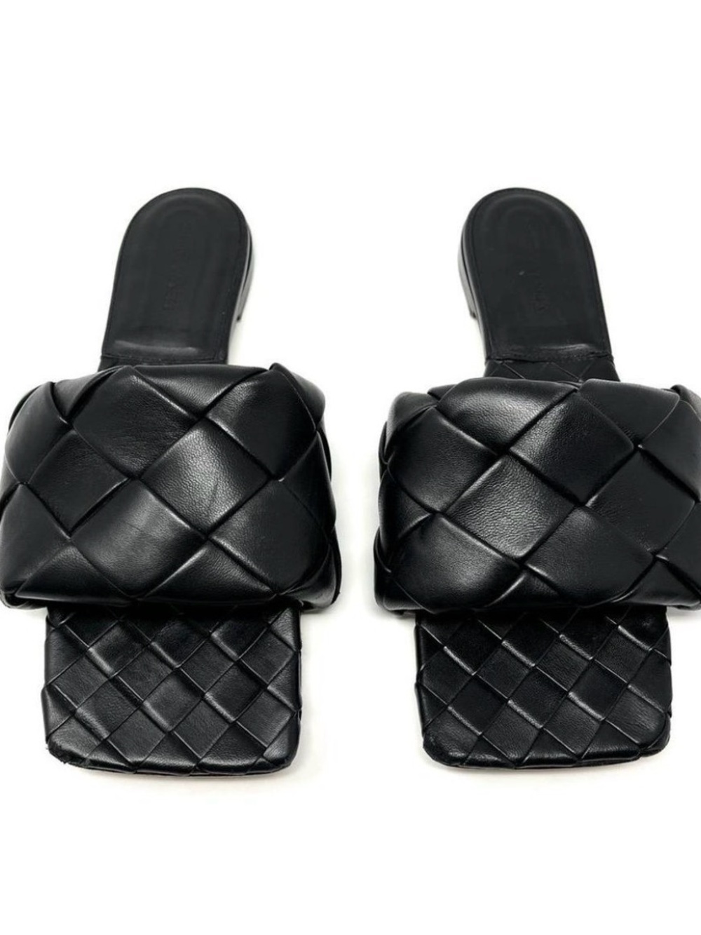 Bottega Veneta Black Intrecciato Quilted Leather Slide Flats size 9 US